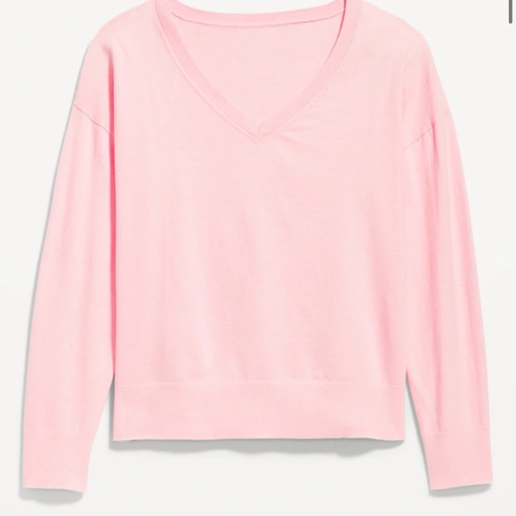 NWT OLD NAVY SoSoft Lite Loose V-Neck Sweater Color: Preppy Pink - Picture 2 of 3